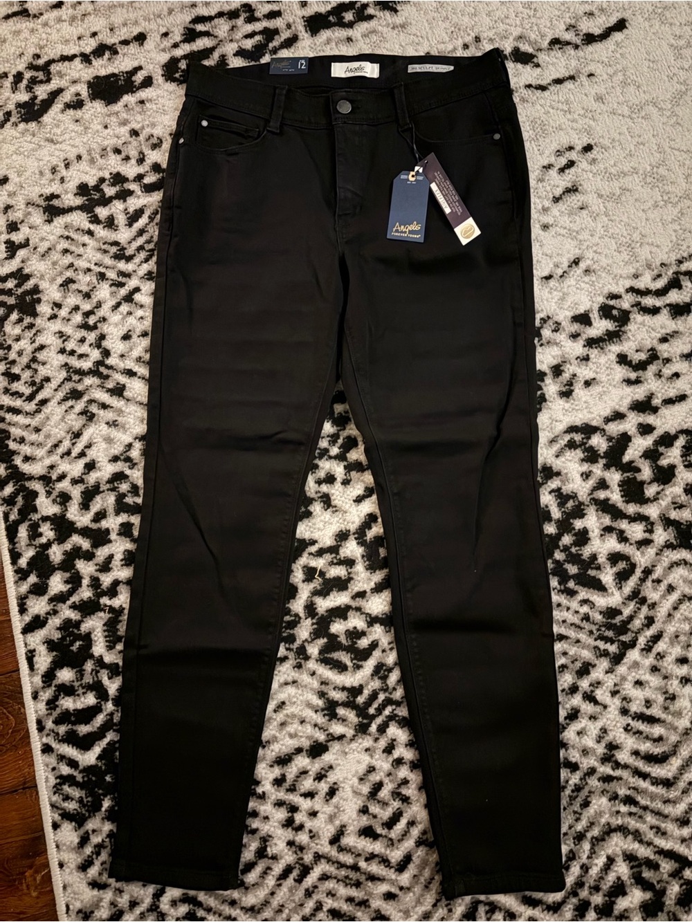 NWT Angels Black Skinny Jeans 12